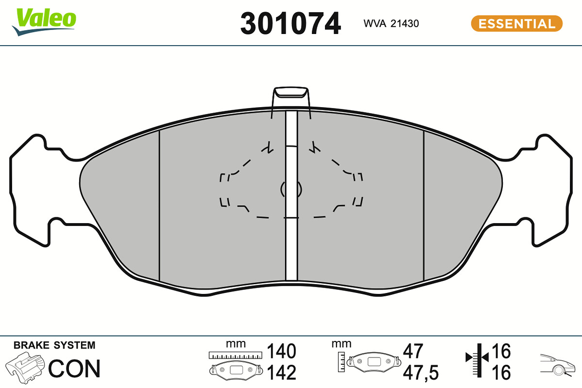 Jeu de 4 plaquettes de frein VALEO ref. 301074